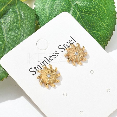 304 Stainless Steel Rhinestone Stud Earrings for Women STAS-Z117-13G-1