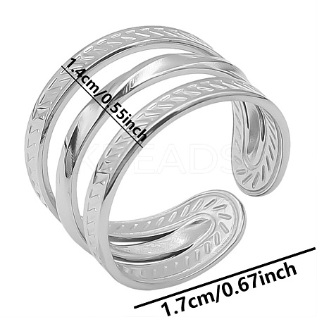 Minimalist 304 Stainless Steel Wide Band Cuff Open Rings for Women AU6478-1-1