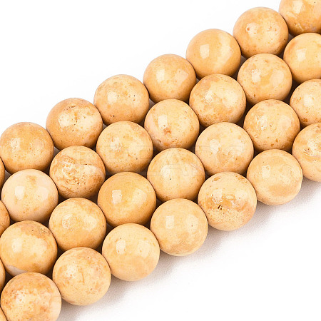 Dyed Synthetic Fossil Beads Strands G-T139-8mm-66B-1