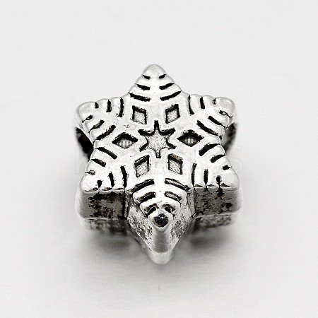 Alloy Snowflake Large Hole European Beads MPDL-M040-20AS-1