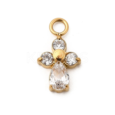 304 Stainless Steel Micro Pave Cubic Zirconia Pendants STAS-P431-40A-G-1