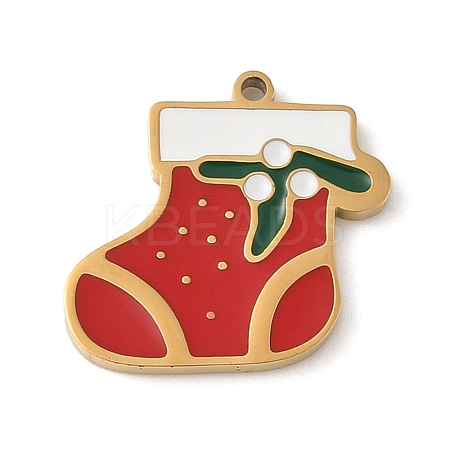Christmas Themes 304 Stainless Steel Enamel Charms STAS-K312-04F-G-1