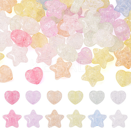 50Pcs 2 Styles Transparent Crackle Acrylic Beads OACR-TA0003-89-1