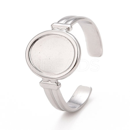 Non-Tarnish 304 Stainless Steel Oval Watch Shape Open Cuff Ring for Women RJEW-C025-04P-1