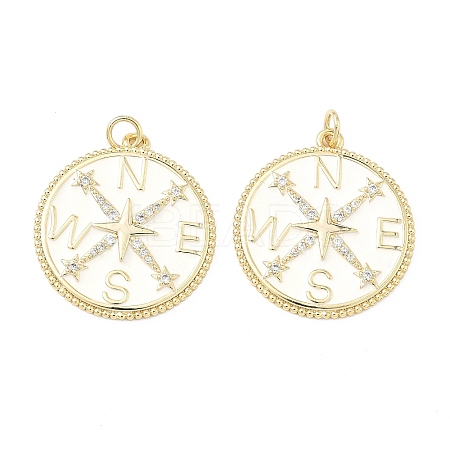 Eco-Friendly Brass Micro Pave Clear Cubic Zirconia Enamel Pendants ZIRC-C024-01G-02-1-1