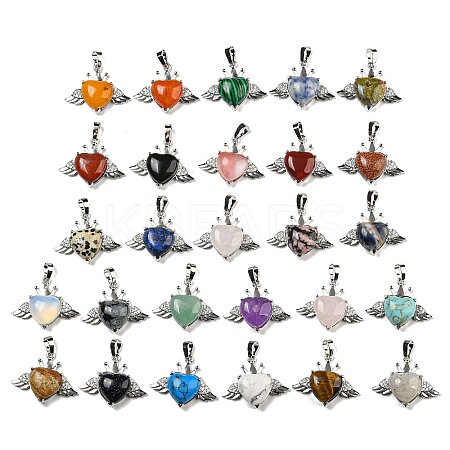 Natural & Synthetic Mixed Gemstone with Clear Cubic Zirconia Pendants G-G133-02P-1