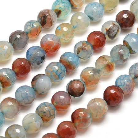 Dyed Natural Agate Faceted Round Beads Strands X-G-E268-20-1