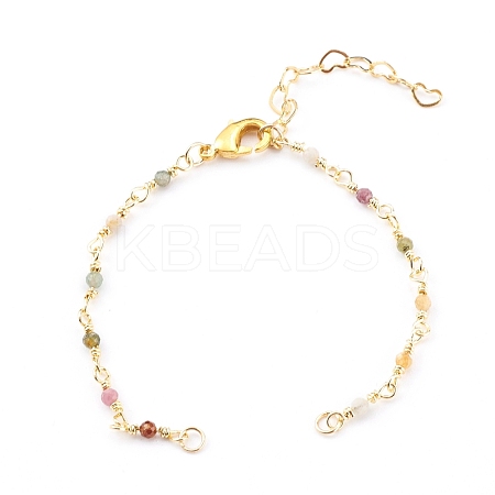 Natural Multicolor Tourmaline Handmade Beaded Chains Bracelet Making AJEW-JB00907-02-1