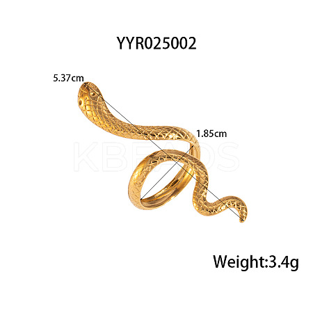 304 Stainless Steel Snake-Shaped Cuff Rings for Women FT0606-2-1