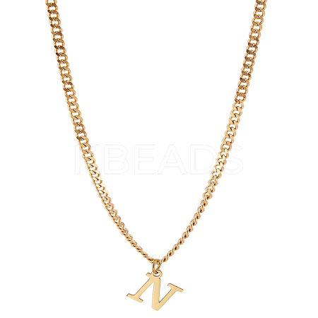 1Pc 304 Stainless Steel Letter Pendant Necklaces NJEW-LP0001-33N-G-1