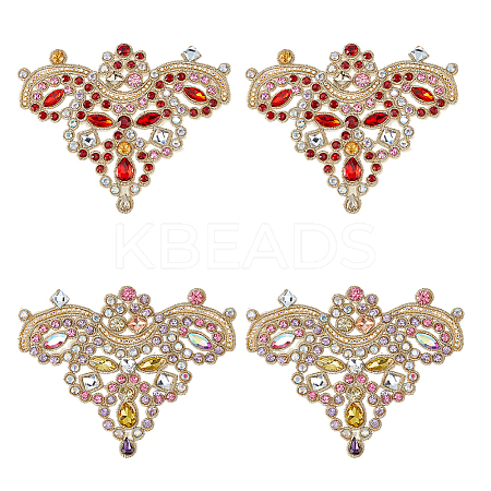 4Pcs 2 Colors Flower Alloy Rhinestones Appliques DIY-FH0006-98-1