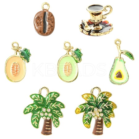 7Pcs 7 Styles Alloy Enamel Pendants ENAM-CJ0007-38-1