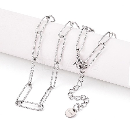 Non-Tarnish 304 Stainless Steel Paperclip Chain Necklace BJEW-B072-01P-1