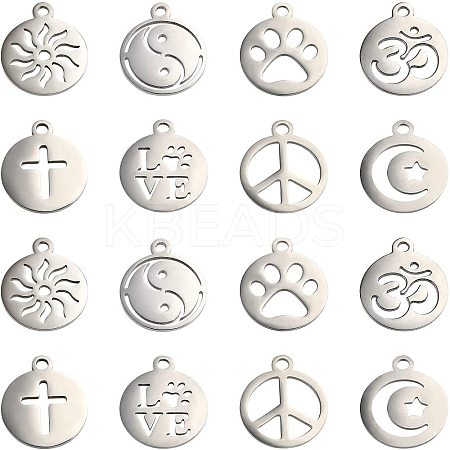 32Pcs 8 Style 304 Stainless Steel Charms STAS-BC0002-99-1