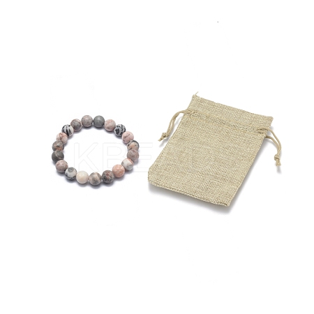 Natural Zebra Jasper Round Beaded Stretch Bracelets Set BJEW-FS0001-05-1