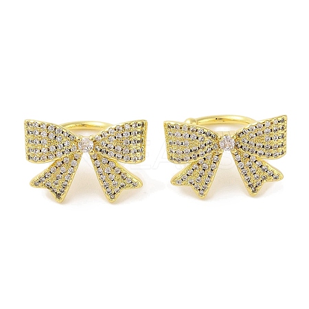 Brass Micro Pave Clear Cubic Zirconia Cuff Earrings for Women EJEW-I305-22G-1
