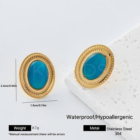 304 Stainless Steel Resin Stud Earrings for Women OH3456-8-1
