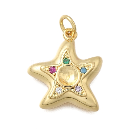 Brass Micro Pave Cubic Zirconia Pendants KK-D431-021B-02G-1