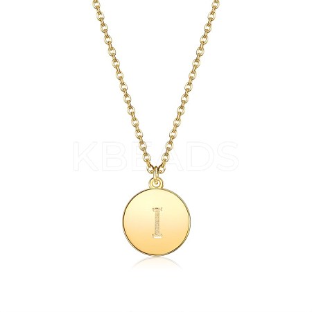 Brass Initial Pendant Necklace NJEW-BB35341-I-1