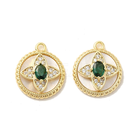 Brass Micro Pave Clear Cubic Zirconia Charms KK-Z073-24G-1
