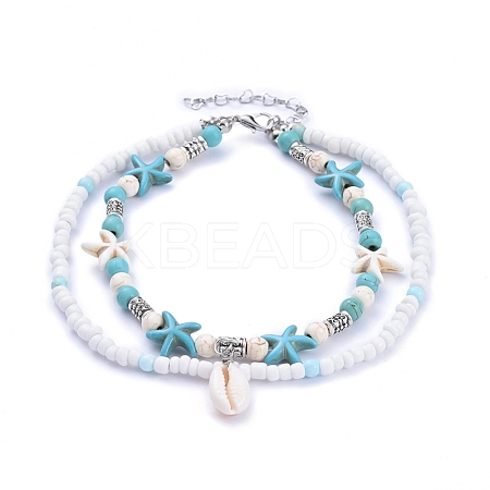 Cowrie Shell Anklets X-AJEW-AN00244-1