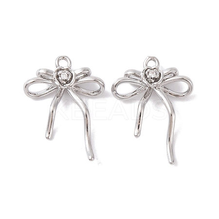 Brass Micro Pave Clear Cubic Zirconia Pendants KK-S376-17B-P-1