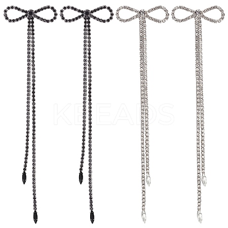 2 Pairs 2 Colors Alloy Bowknot Dangle Stud Earrings with Sterling Silver Pins EJEW-AN0004-89-1