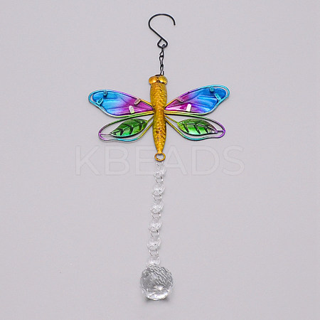 Iron 3D Dragonfly Pendant Decorations HJEW-TAC0008-06-1