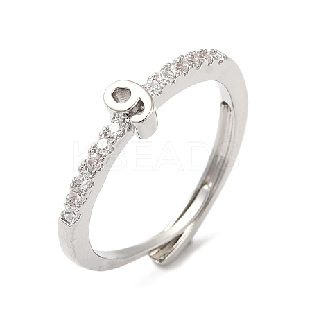 Rack Plating Brass Clear Cubic Zirconia Number 9 Adjustable Rings for Women RJEW-S407-09P-09-1