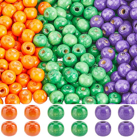 600Pcs 3 Colors Dyed Natural Wood Beads WOOD-SC0001-82A-1