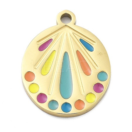 Ion Plating(IP) 304 Stainless Steel Enamel Pendants STAS-U034-07G-1