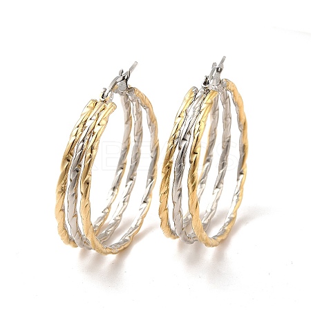 Two Tone 304 Stainless Steel Triple Circle Hoop Earrings for Women EJEW-I273-01GP-1