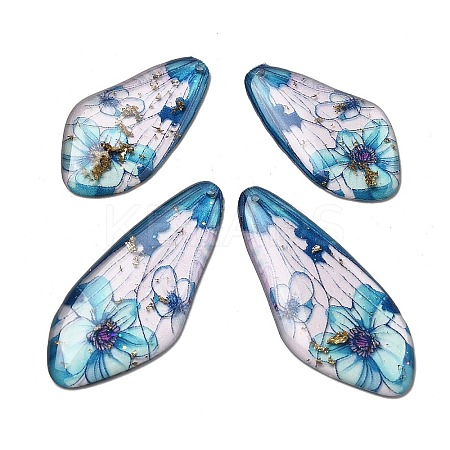 4Pcs Transparent Epoxy Resin Butterfly Wings Pendants RESI-C057-07A-1