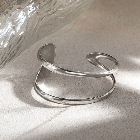 304 Stainless Steel Cuff Bangles for Women BJEW-B147-03P-1