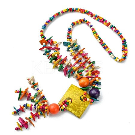 Colorful Dyed Natural Coconut Beaded Bib Necklaces NJEW-A007-03A-1