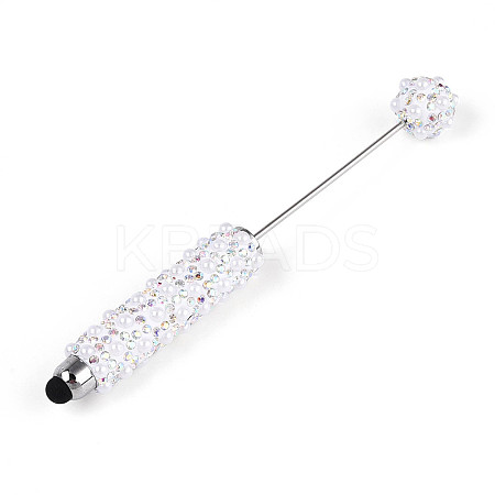 ABS Imitation Pearl & Polymer Clay Pave Rhinestone Touch Screen Stylus AJEW-T013-06J-1