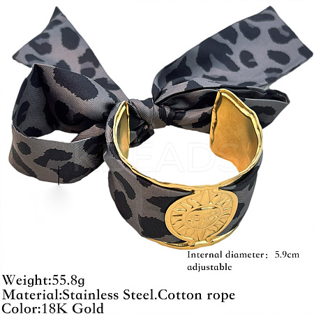 304 Stainless Steel & Scarf Cuff Bangles WG64623-02-1