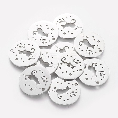 Non-Tarnish 201 Stainless Steel Kitten Pendants LS-STAS-S105-T469-1