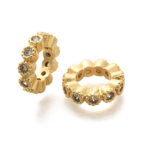 Rack Plating Brass Micro Pave Clear Cubic Zirconia European Beads KK-H508-23B-G-1