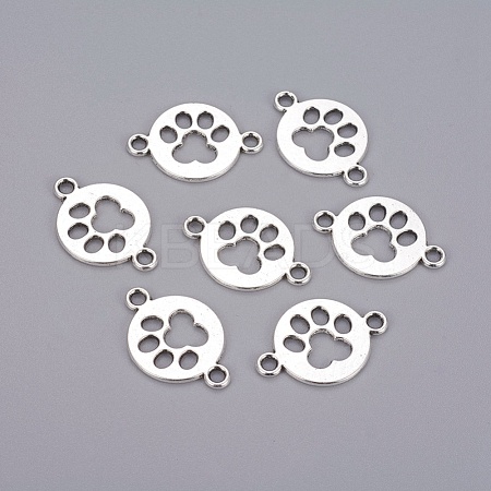 Tibetan Style Flat Round with Dog  Paw Print Alloy Links connectors X-TIBE-Q045-04AS-RS-1