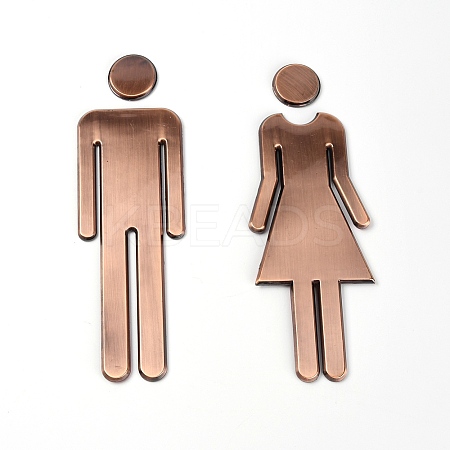 Plastic Bathroom Sign Stickers AJEW-WH0002-98A-1