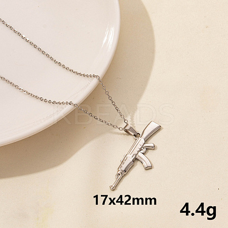 Stylish Stainless Steel Gun Pendant Necklace for Women GL2077-11-1