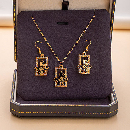 Alloy Rhinestone & Enamel Pendant Necklaces & Dangle Earrings Sets for Women FS-WGD52C4-04-1