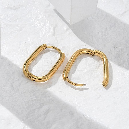 Ion Plating(IP) 304 Stainless Steel Oval Hoop Earrings EJEW-M218-02A-G-1