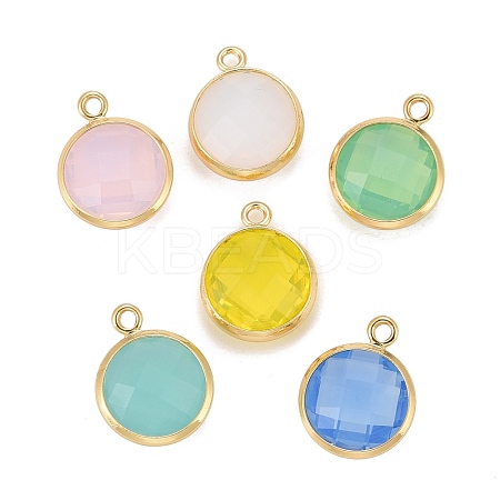 Brass Glass Charms KK-C228-01G-1