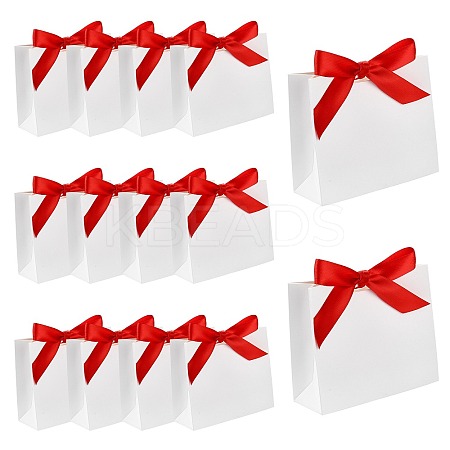 White Cardboard Paper Wedding Candy Boxes with Ribbon CON-FZC0002-002D-1