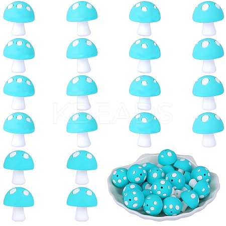 20Pcs Mushroom Silicone Focal Beads JX901H-1