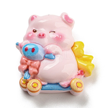 Pig Theme Opaque Resin Cabochons RESI-H154-01B-1