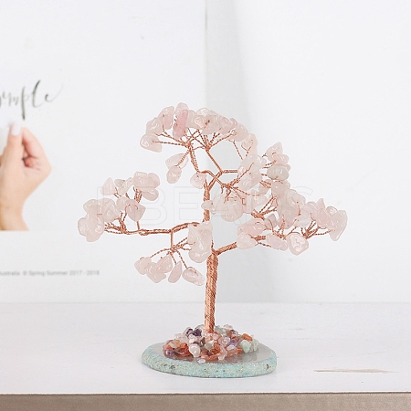 Natural Rose Quartz Tree of Life Feng Shui Ornaments TREE-PW0001-20B-1