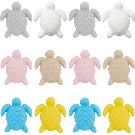 12Pcs 6 Colors Turtle Food Grade Eco-Friendly Silicone Focal Beads SIL-SC0001-88-1